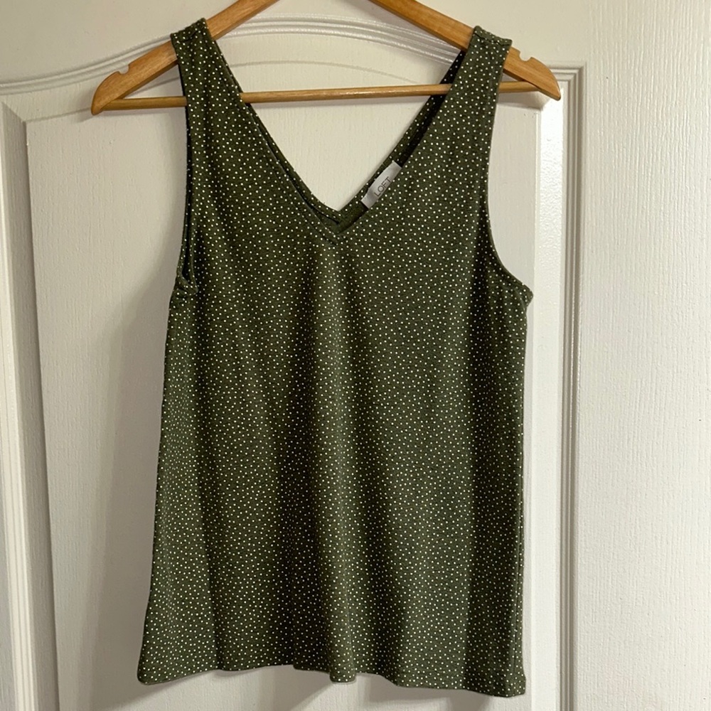 Olive Green Polka Dot Tank Top